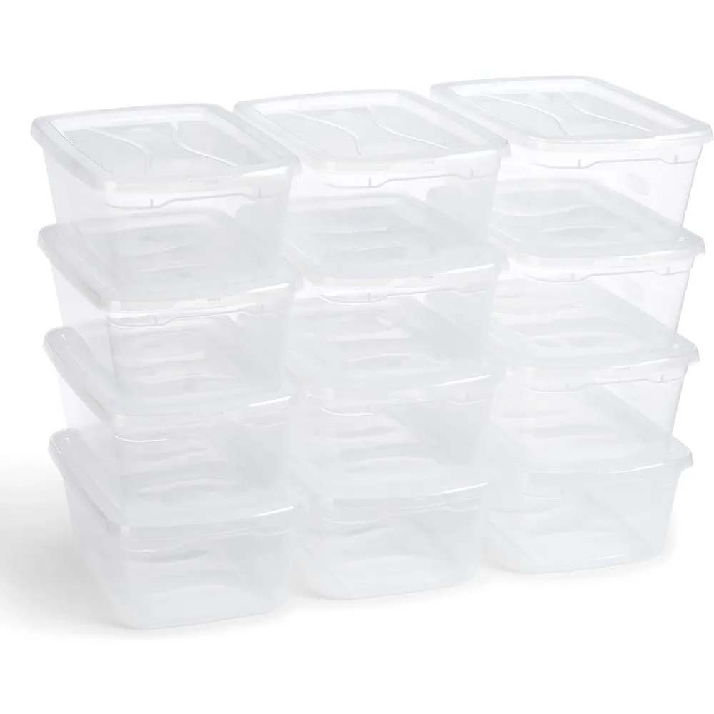 

6 Qt Clear Storage Bins with Latching Lids, 12-Pack, Stackable, BPA-Free, Made in USA