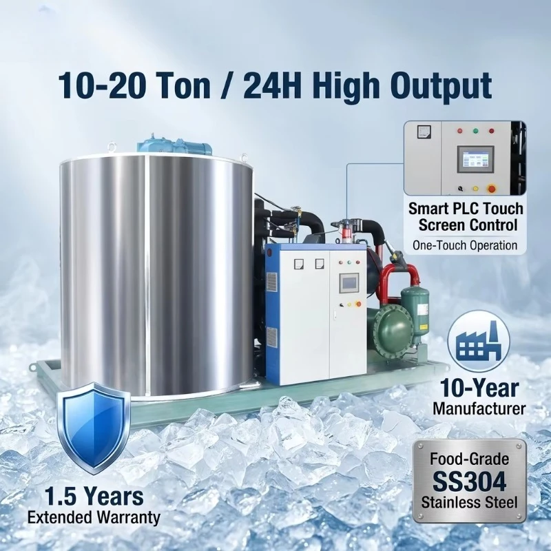 Customized flake ice machine ice flaker industrial 5 ton daily air cooled stainless steel for seafood preservation cold storage