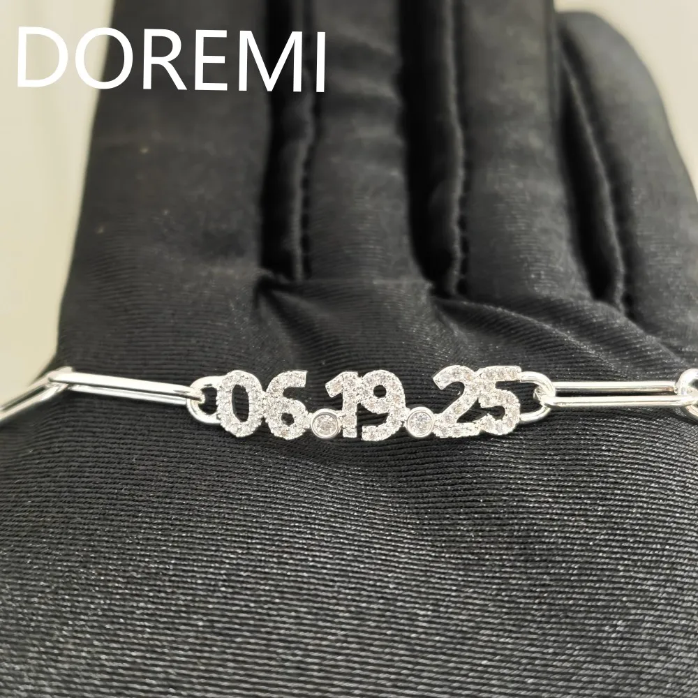 

DOREMI Custom Date Paperclip Bracelet Sparkling Zircon Personalized Time Meaningful Gift For Lover Friends Fashion Jewelry Brace