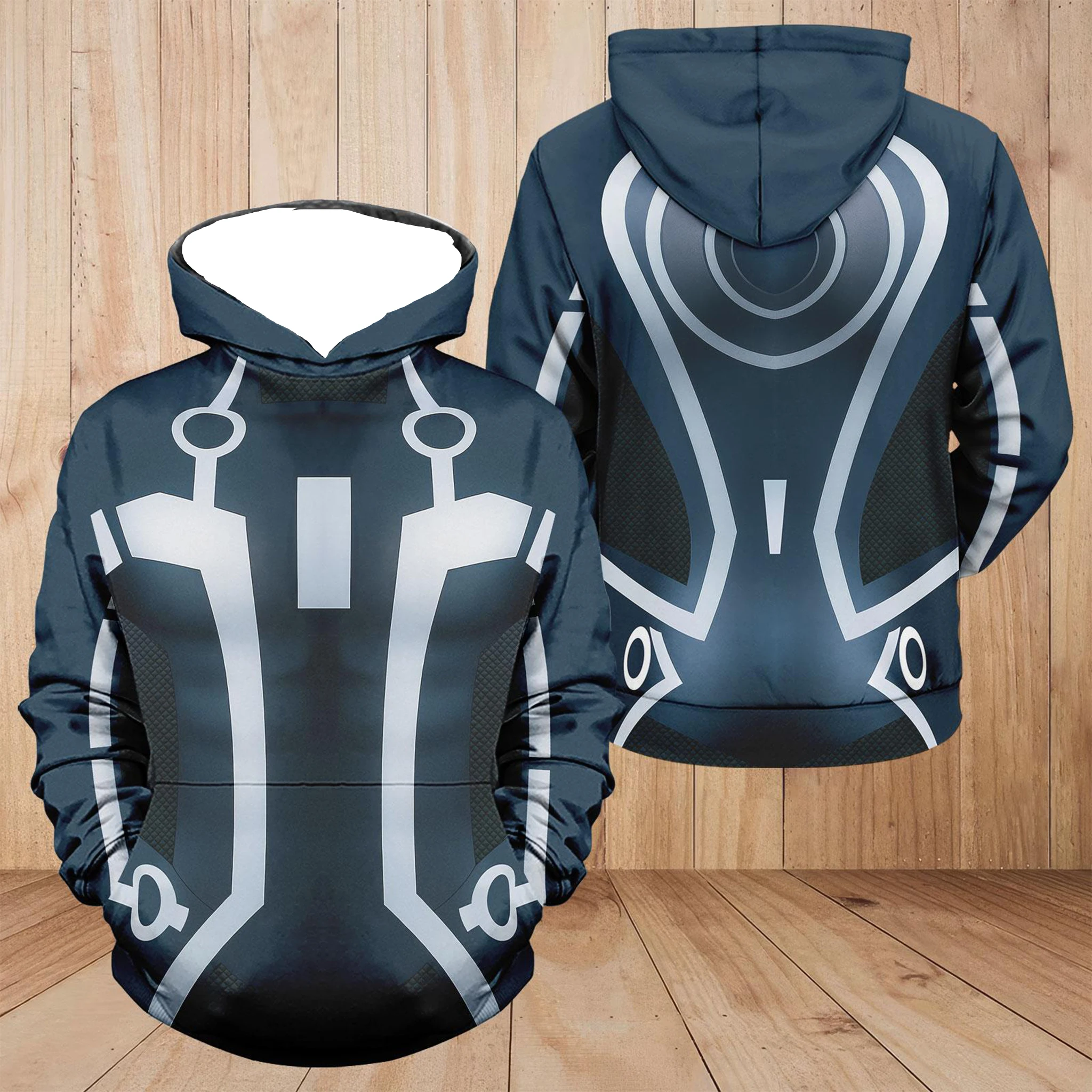 سويت شيرت بقلنسوة جديد للرجال، طباعة دائرة Tron Light Cycle، سترة رياضية كاجوال لخريف وشتاء، رائعة جدًا!