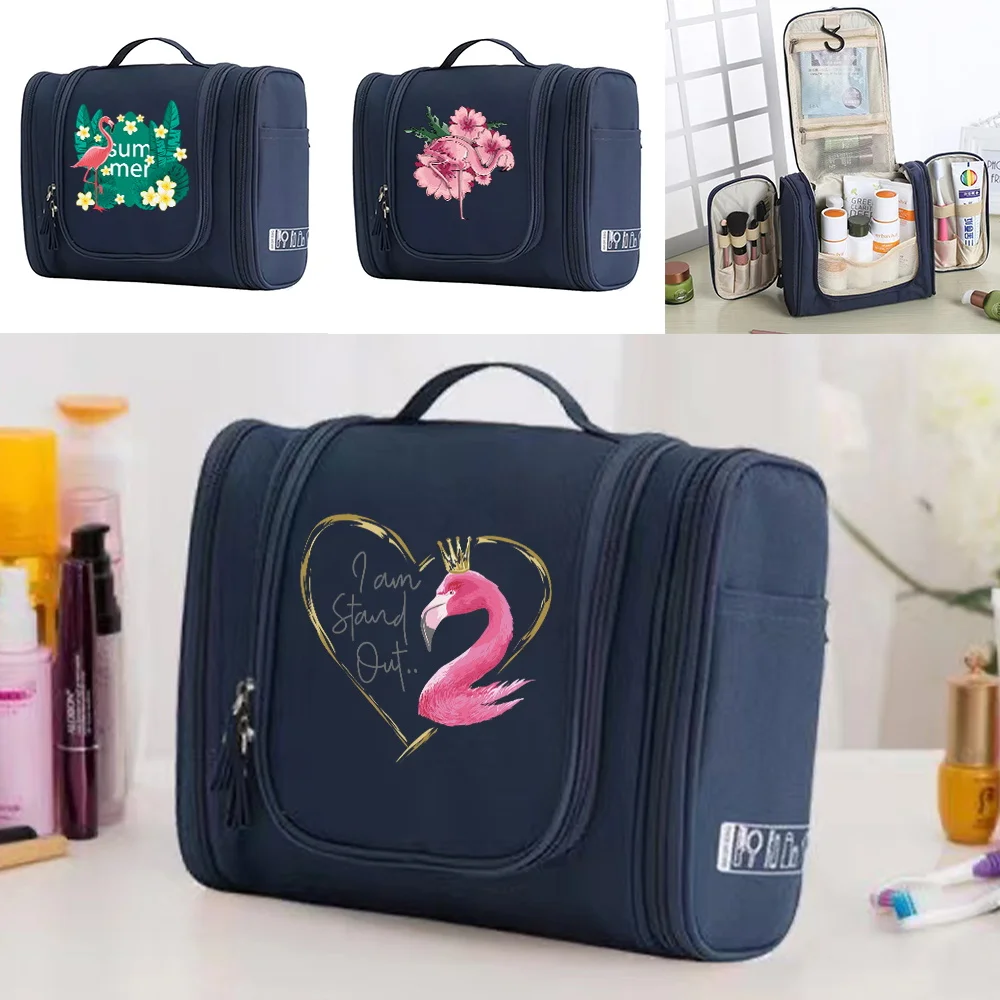 Unisex Toiletry Storage Hanging Cosmetic Bag Organizer Travel Wash Makeup Bags Pencil Handbags Cosmetic Bags Flamingo Series