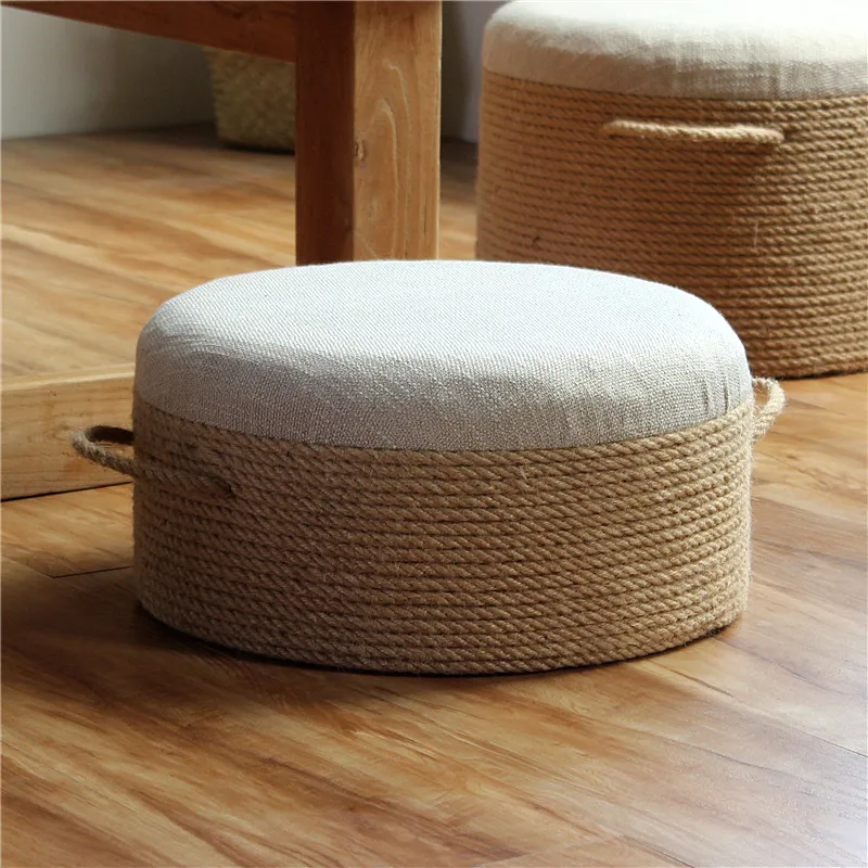 For Antique Solid Wood Round Stool, Kids Low Bench for Living Room & Entryway, Multi-Purpose Ottoman
