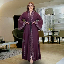 2023 Summer Elegant Style African Women Long Sleeve V-neck Polyester Green Red Blue Long Dress Maxi Dress Muslim Fashion Dresses