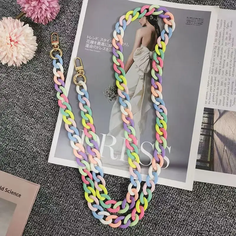 30/60/90/120cm Acrylic Bag Chain Strap Colorful Replacement Women Crossbody Shoulder Handbag handle Purse Chain Bag Accessories