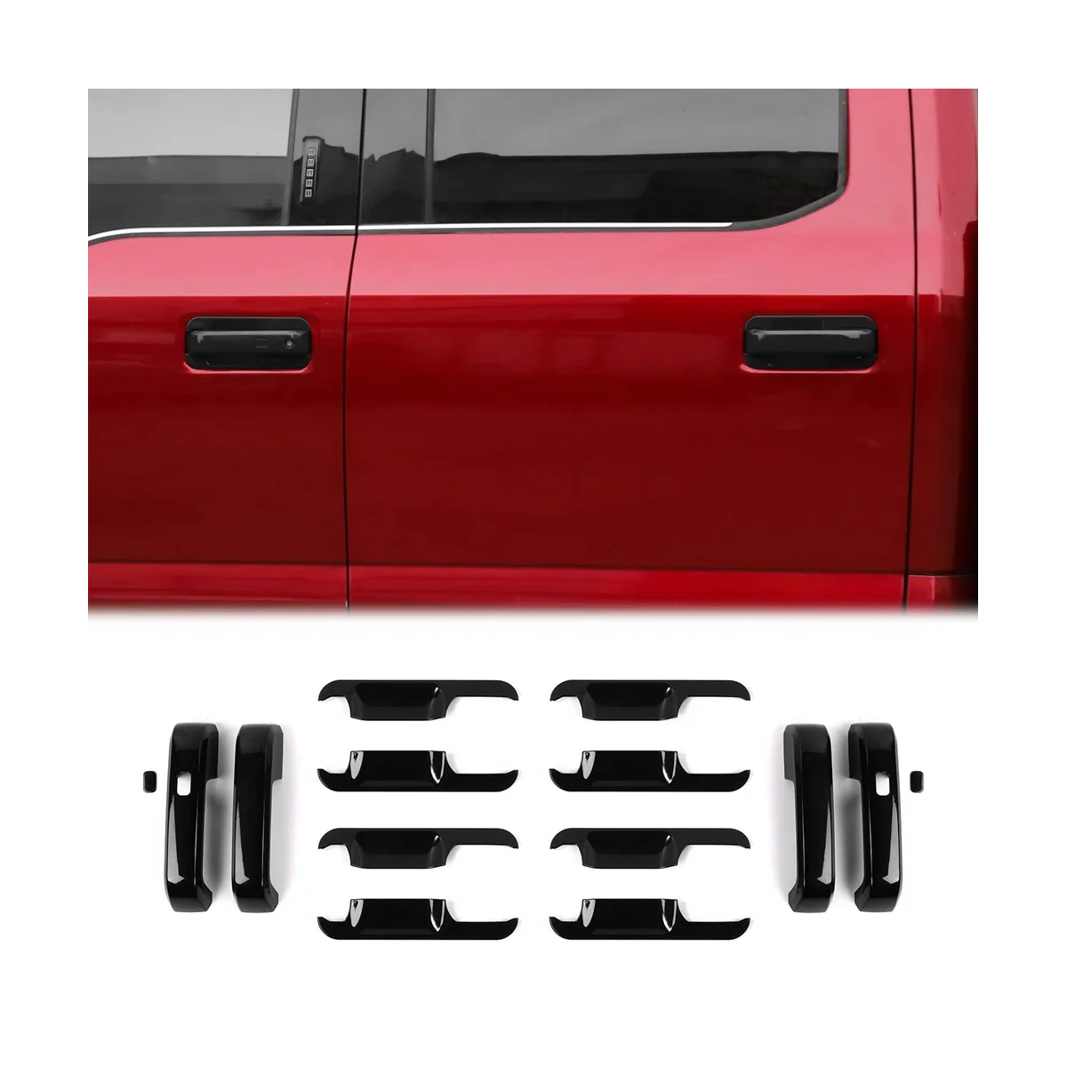 For Ford F150 2015-2020 Door Handles Covers + Door Bowl Protector Covers Trim Accessories - ABS Black