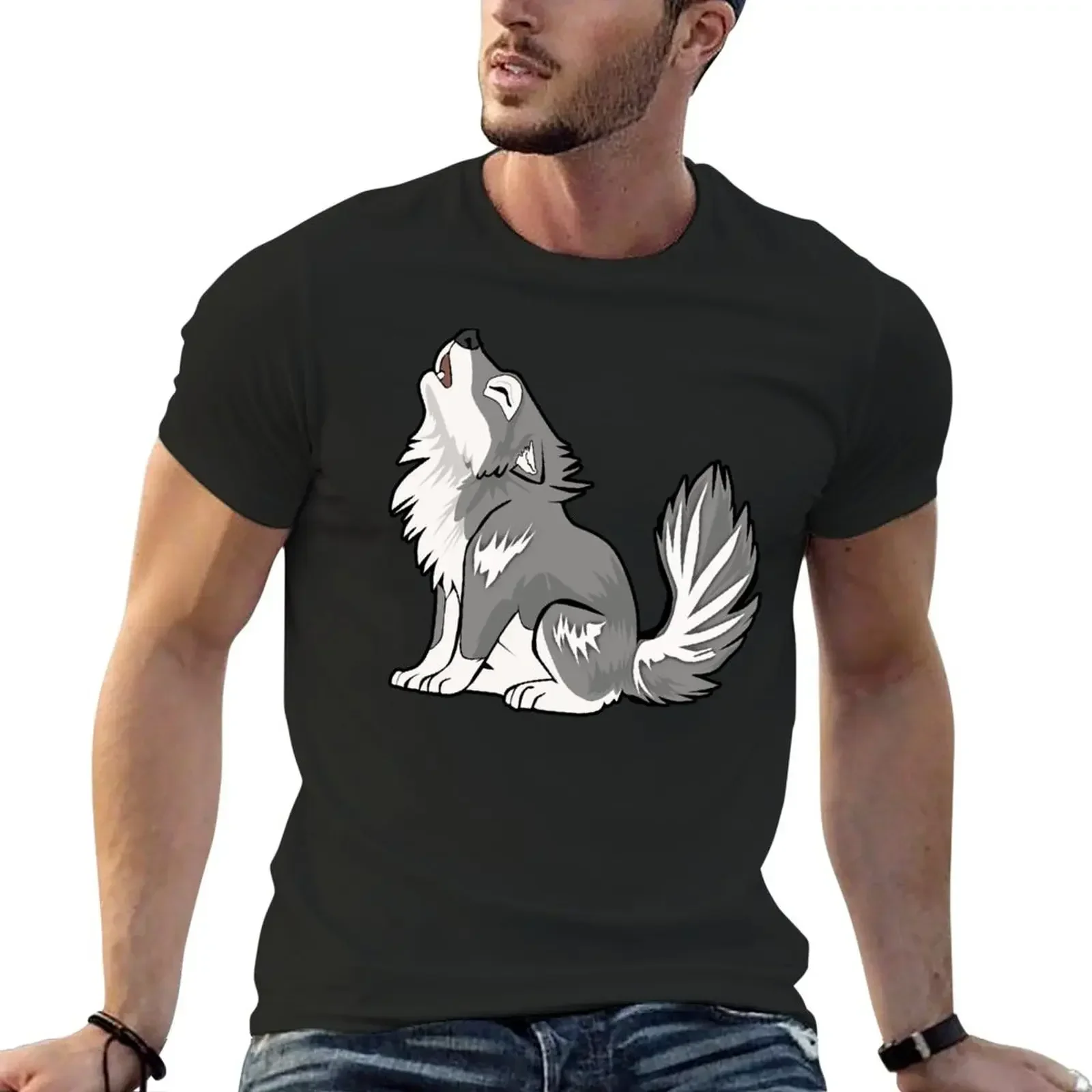 Cute  Howling Wolf Cub Gifts Wildlife Animal Lovers Gifts Costumes Men Women Kids Teens Boys Girls Clothes T-Shirt