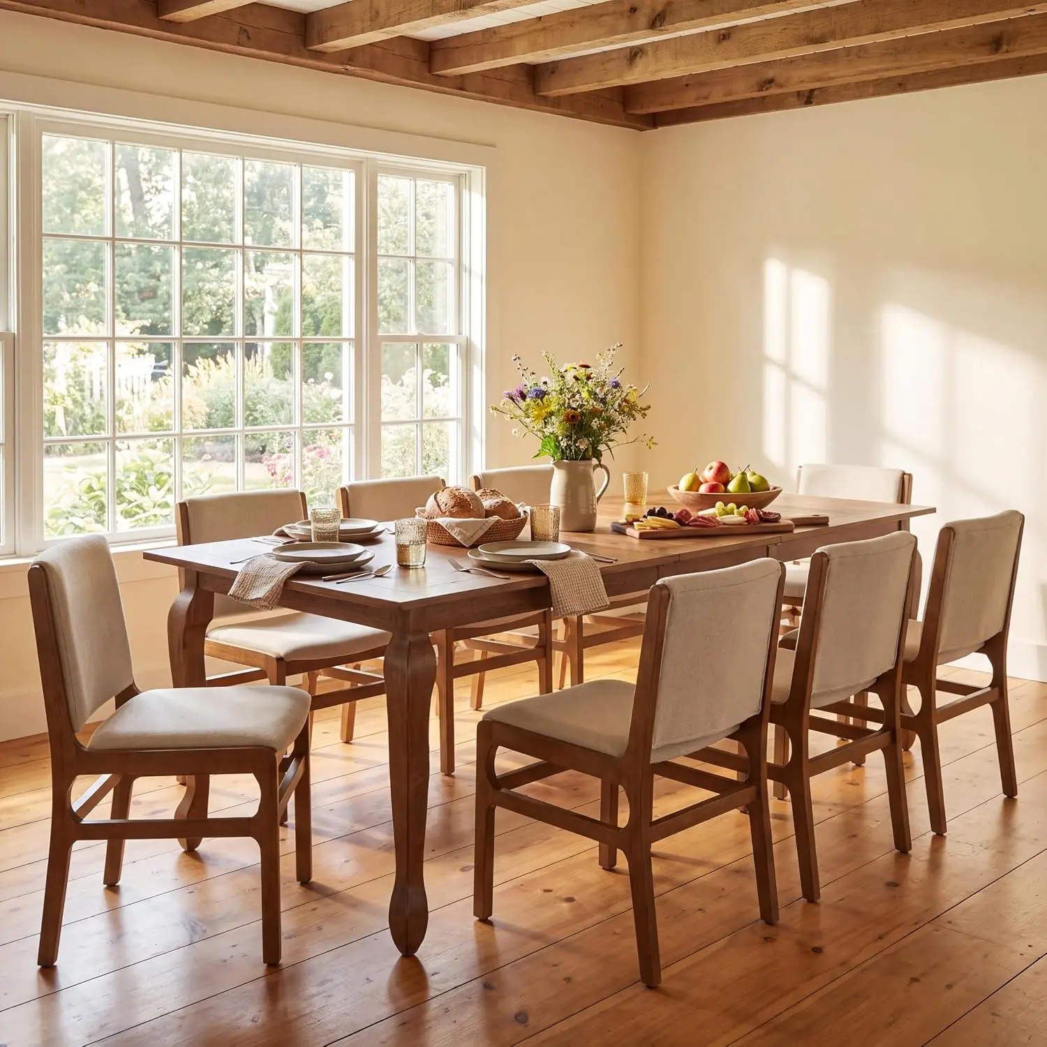 Dale 9 Piece Dining Table Set for 8 with Chairs, Wooden Extendable Dining Room Table Set with Butterfly Leaf Design