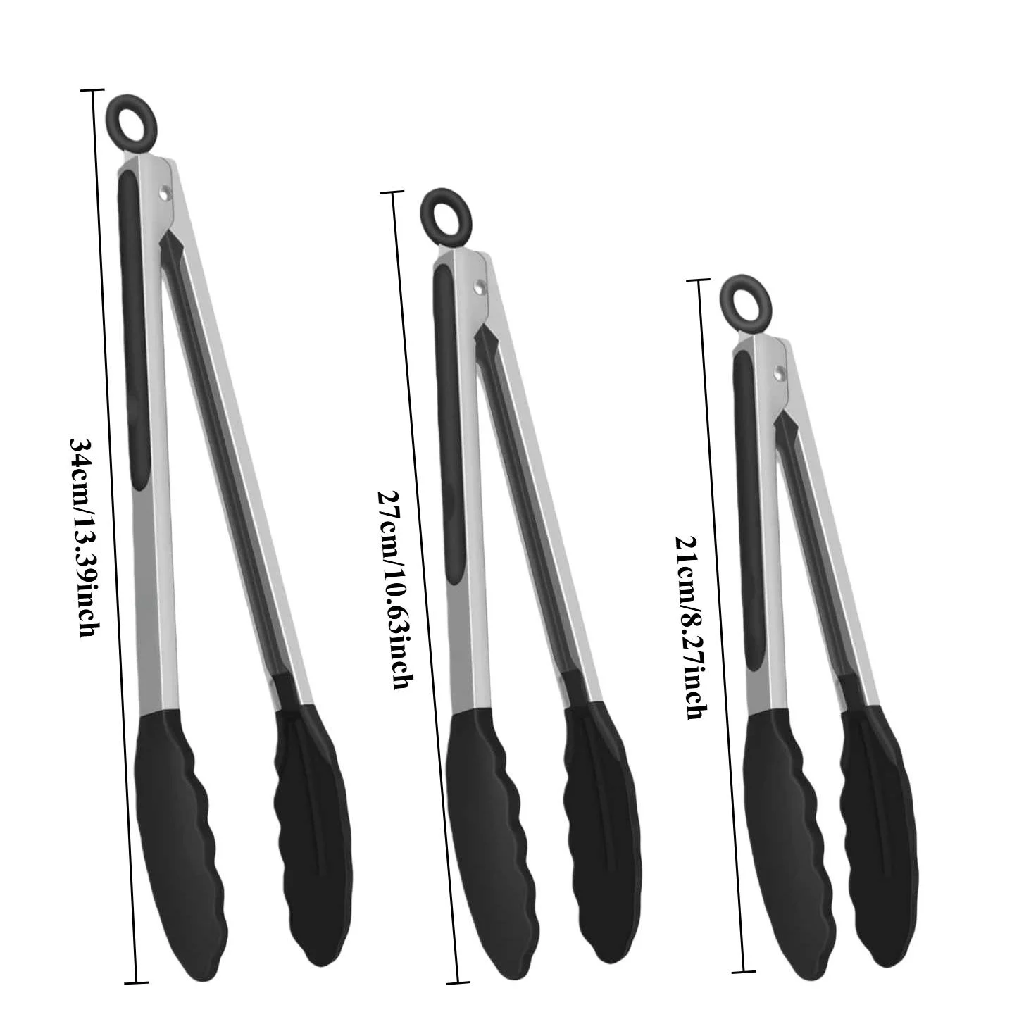 1/2 Pack Black Kitchen Tongs Premium Silicone Non-Stick Stainless Steel BBQ Cooking Grilling Locking Food Tongs 9-Inch & 12-Inch