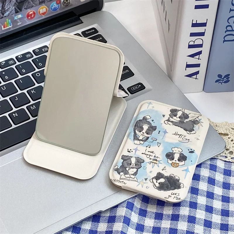 Folding Makeup Hand Mirror Portable Cat Dogs Women Mini Mirror Mini Cosmetic Mirror Foldable High Definition Vanity Tool 2025New