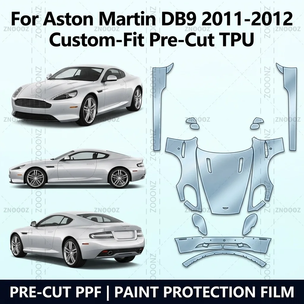 For Aston Martin DB9 2011-2012 Custom-Fit Pre-Cut TPU PPF Front Kit+Rockers Self Healing Anti Yellowing Scratch Resistant