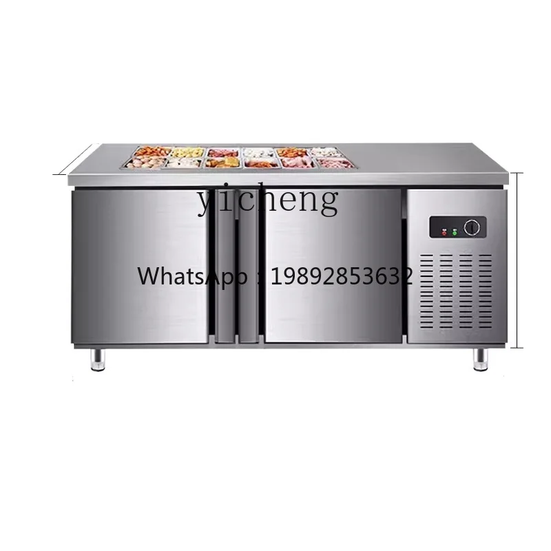 

салатный стол, верстак для хранения свежести, витрина для фруктовой рыбалки, коммерческая, Малатанг, холодные блюда, холодильная сторона