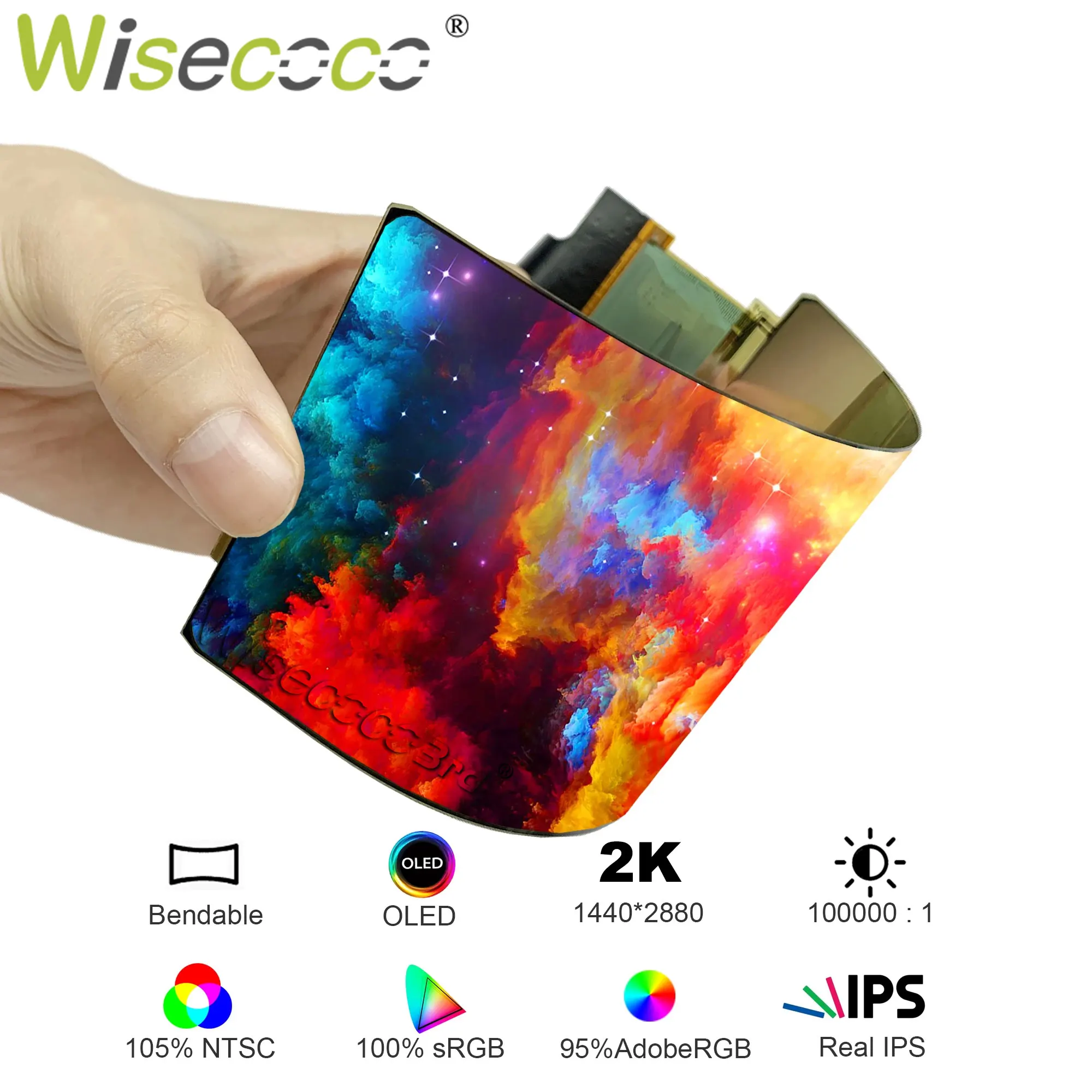 

Wisecoco 6 Inch OLED Flexible Display 2880x1440 2K IPS AM-OLED Flexible Screen 360° Bendable Panel USB-C Controller Board