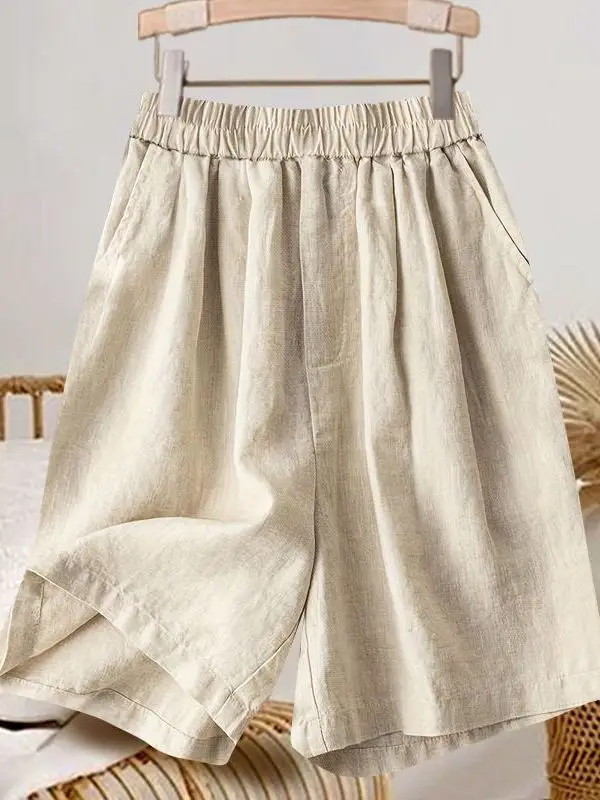 Loose Wide Leg Casual Five-Point Pants Summer Thin Outerwear Shorts Women's New 2026 Mid-Aged Mom Wide Leg Pants