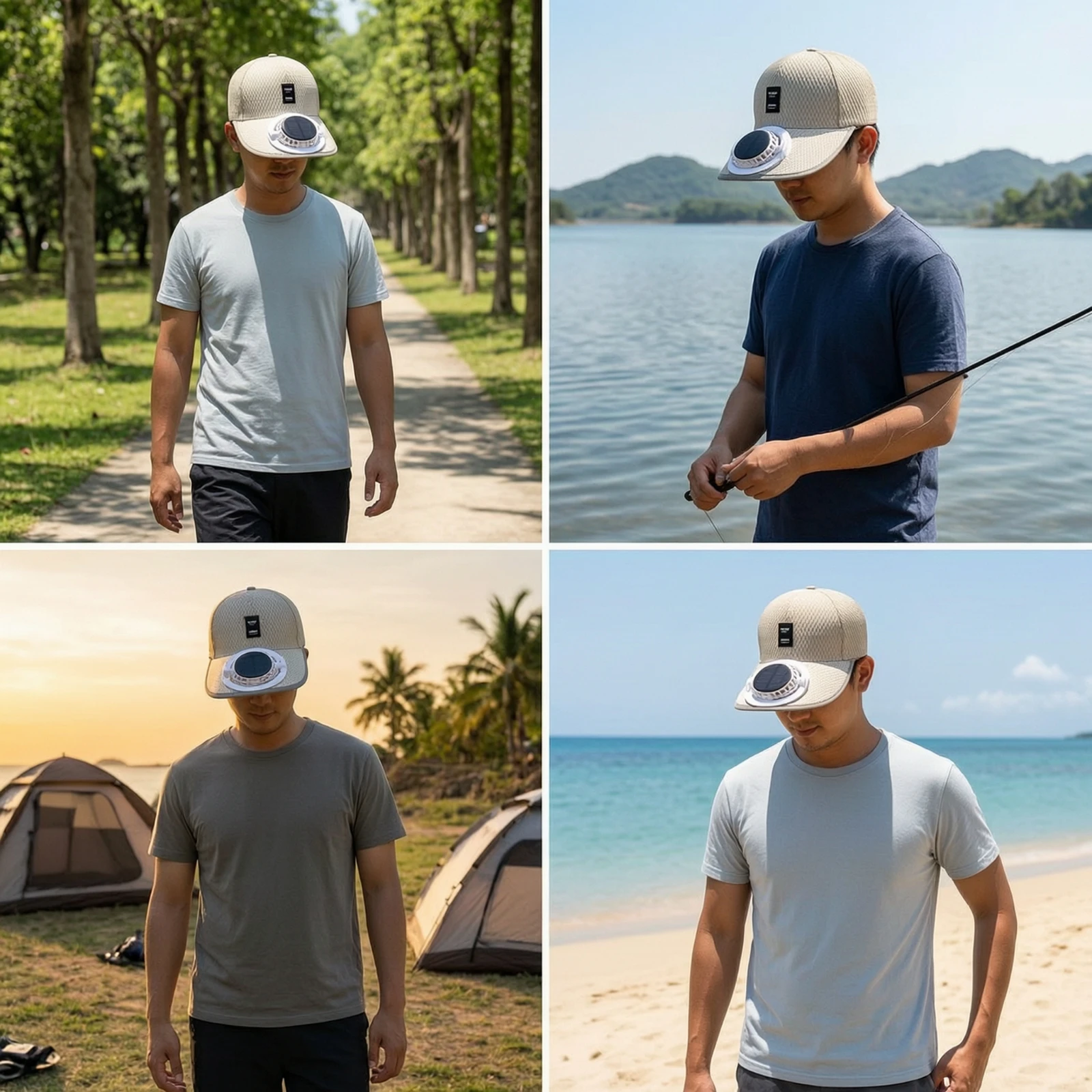 Sun Hat with Fan Wide Brim Solar Fan Hat Usb Rechargeable for Gardeners, Yard Work, Fishing