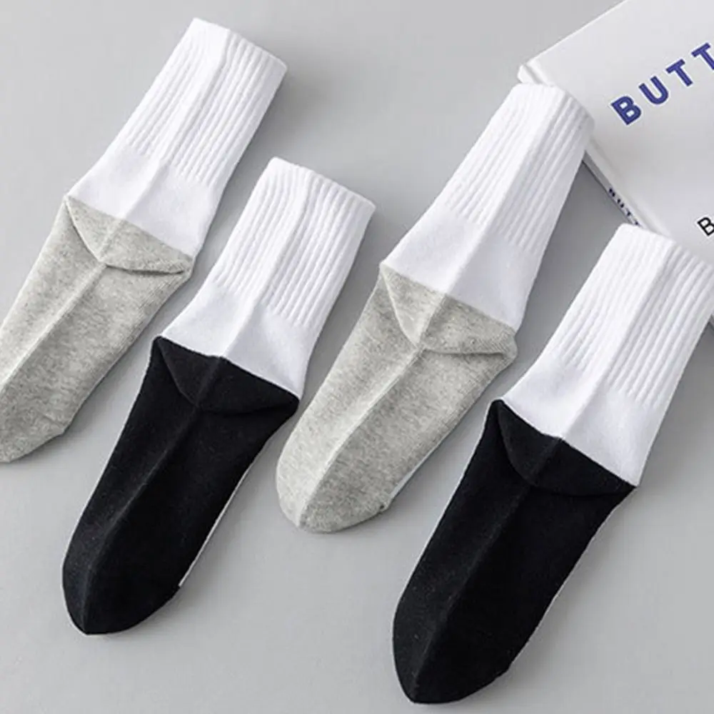 1 pair Grey Black Sole Children White Socks Solid Color Absorbing Sweat Sport Socks Cloth Accessories Baby Hosiery Men