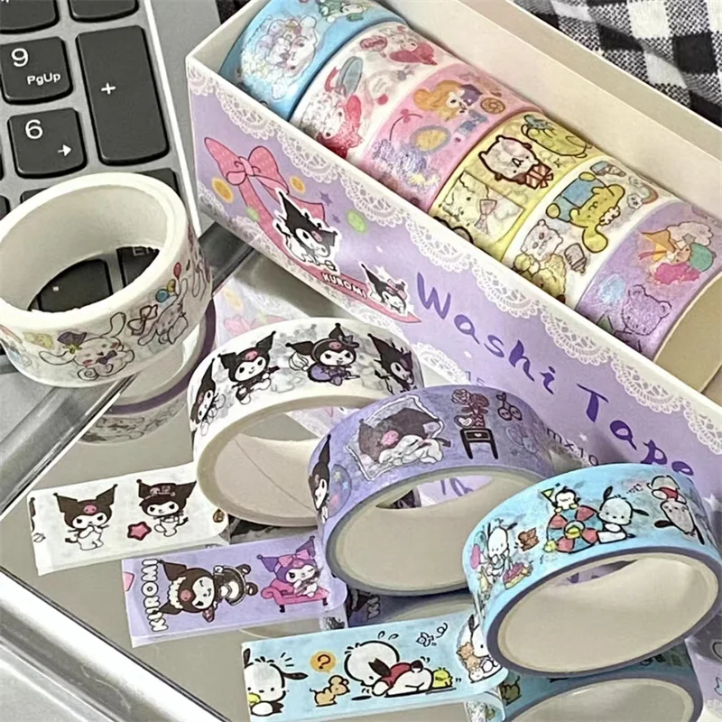 New Sanrio Washi Tape 10/60 Rolls Hand Ledger Cartoon Cute Kuromi Material Decorative Stickers