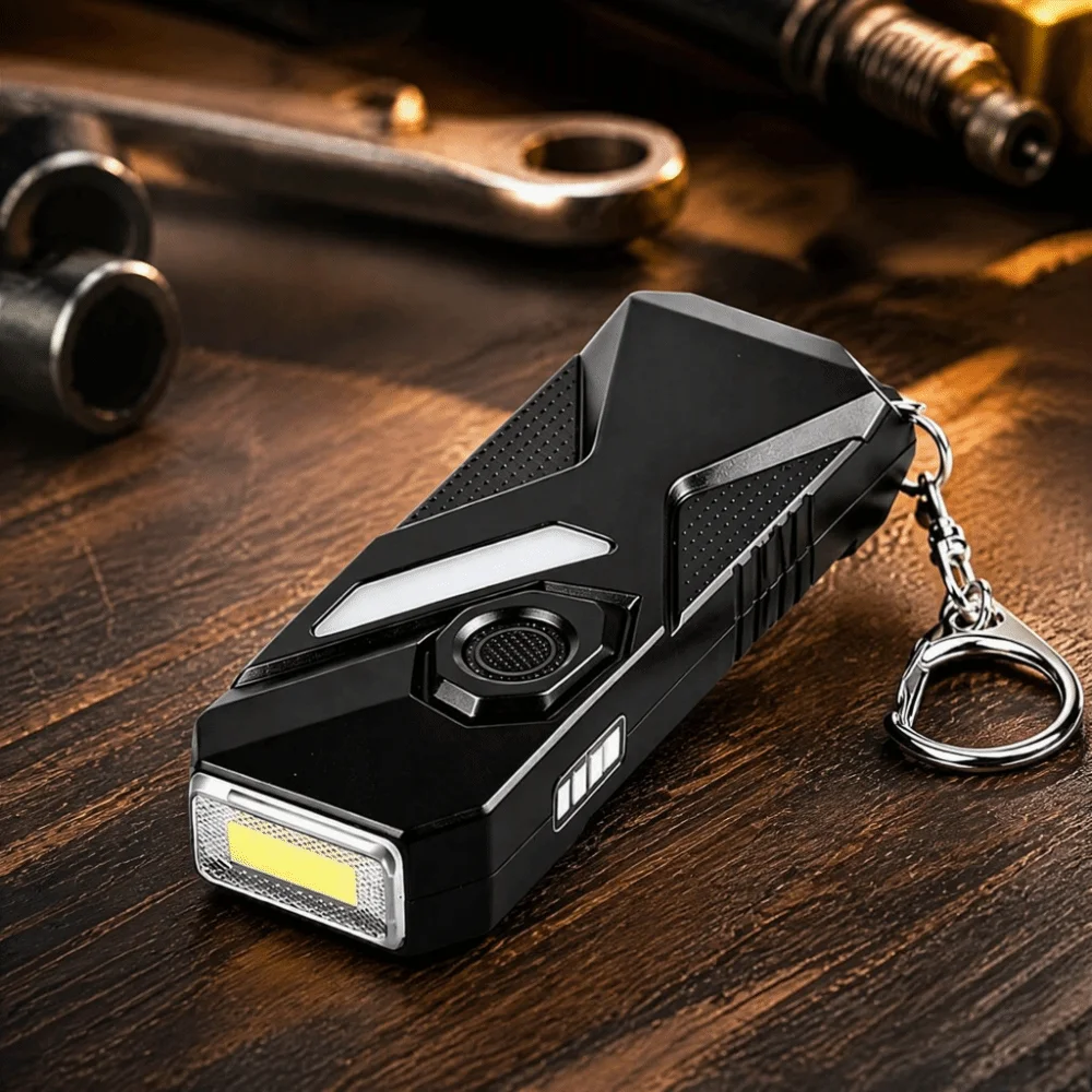 Rechargeable Keychain Flashlight Double Front Lights USB C Atmosphere Keychain Lamp Side Light Panel Colorful Light Mode