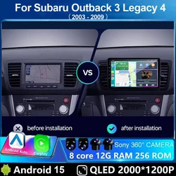 QLED Android 15 For Subaru Outback 3 Legacy 4 2004 2005 2007 2008 2009 Car Radio Multimedia Video Player GPS Navigation DVD 2Din