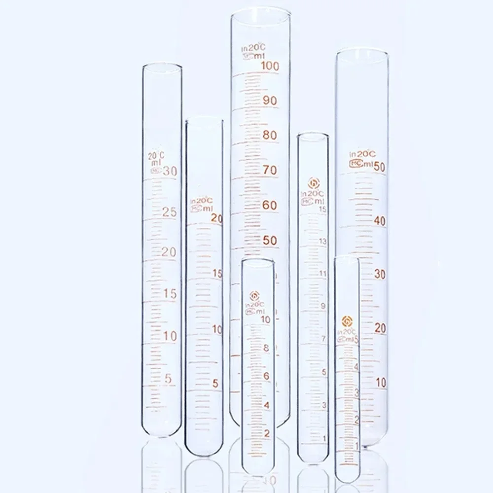 5ml 10ml 15ml 20ml 25ml 30ml 50ml 100ml Glass Graduated Test Tube Labrotary Glassware Chemical Experiment