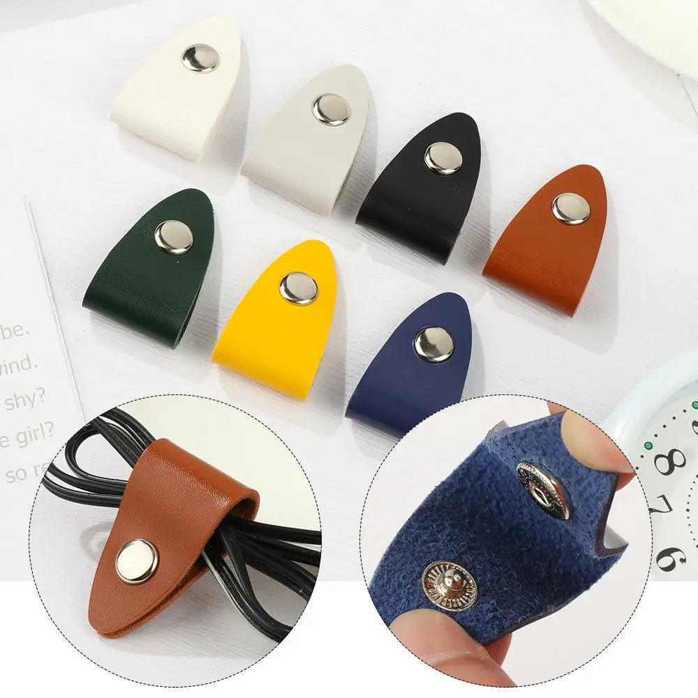 USB Leather Cable Strap Cable Tie Wrap Cord Management Holder Earphone Protector Cable Clip Wrap Winder Wire Ties Cord Organizer