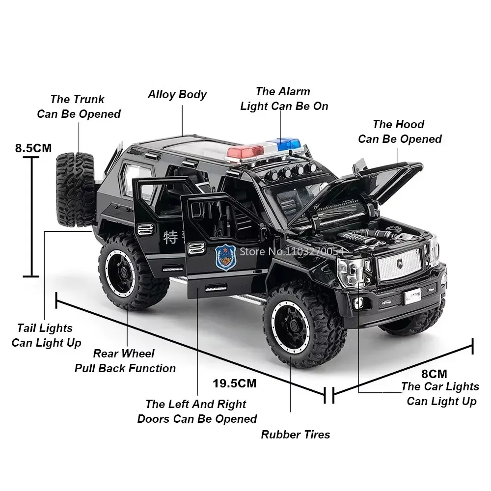 1:24 YWK Auto della Polizia In Lega Pressofuso Modelli GP Giocattoli Porte Aperta Suono Luce Tirare Indietro Modelli In Miniatura Ornamenti Da Collezione Regali