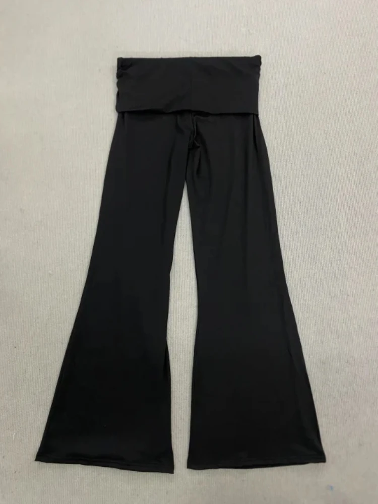 High Waist Fold Over Flare Pants Women Casual Bootcut Trousers Workout Lounge Bell Bottoms Streetwear