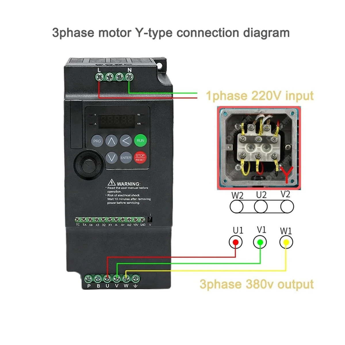 220V to 380V VFD Frequency Converter Single Phase Input Three Phase Output Inverter 5.5KW Motor Speed Controller