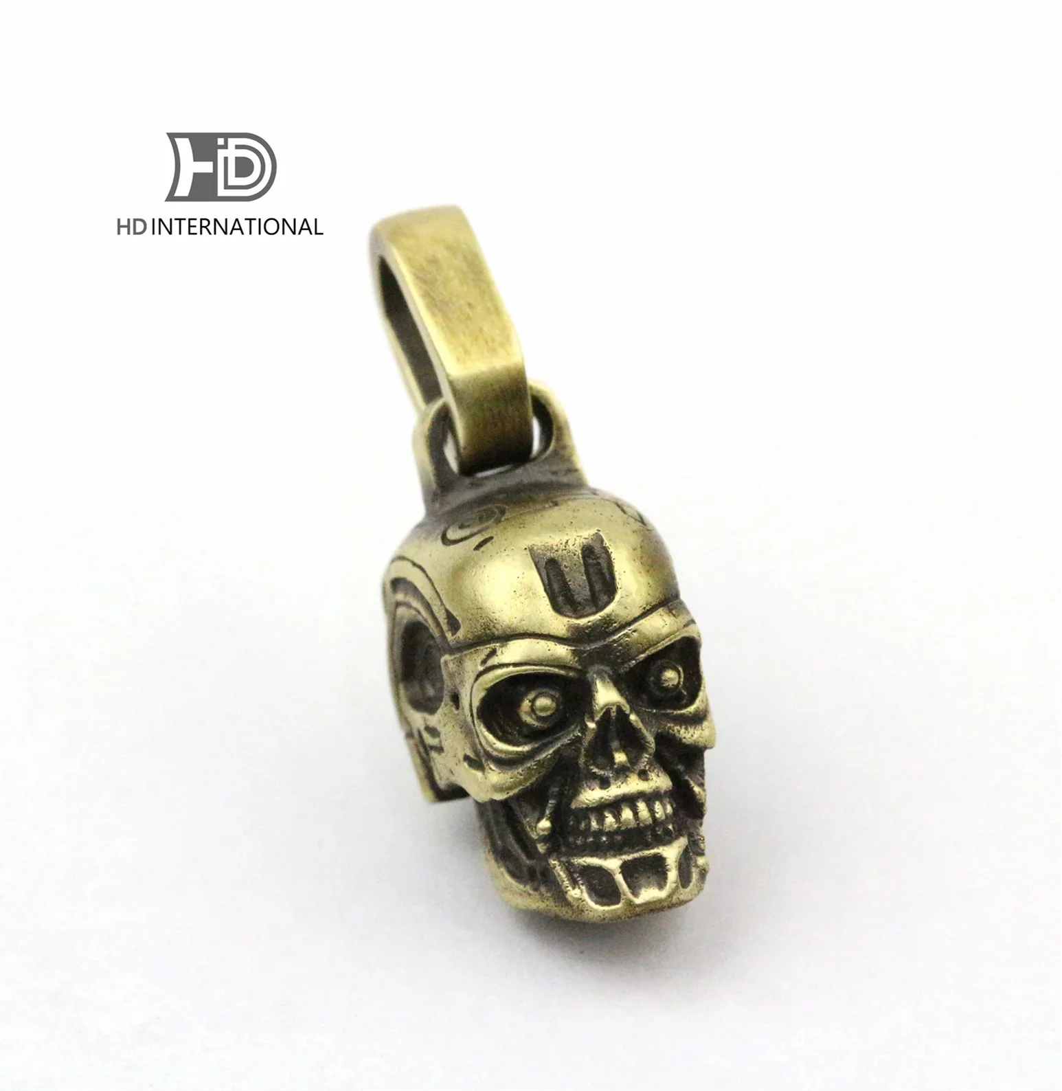 Terminator T-800 Pendant Charm Necklace Men's Jewelry Skull Robot Pendant Retro Brass Keychain Handmade Jewelry