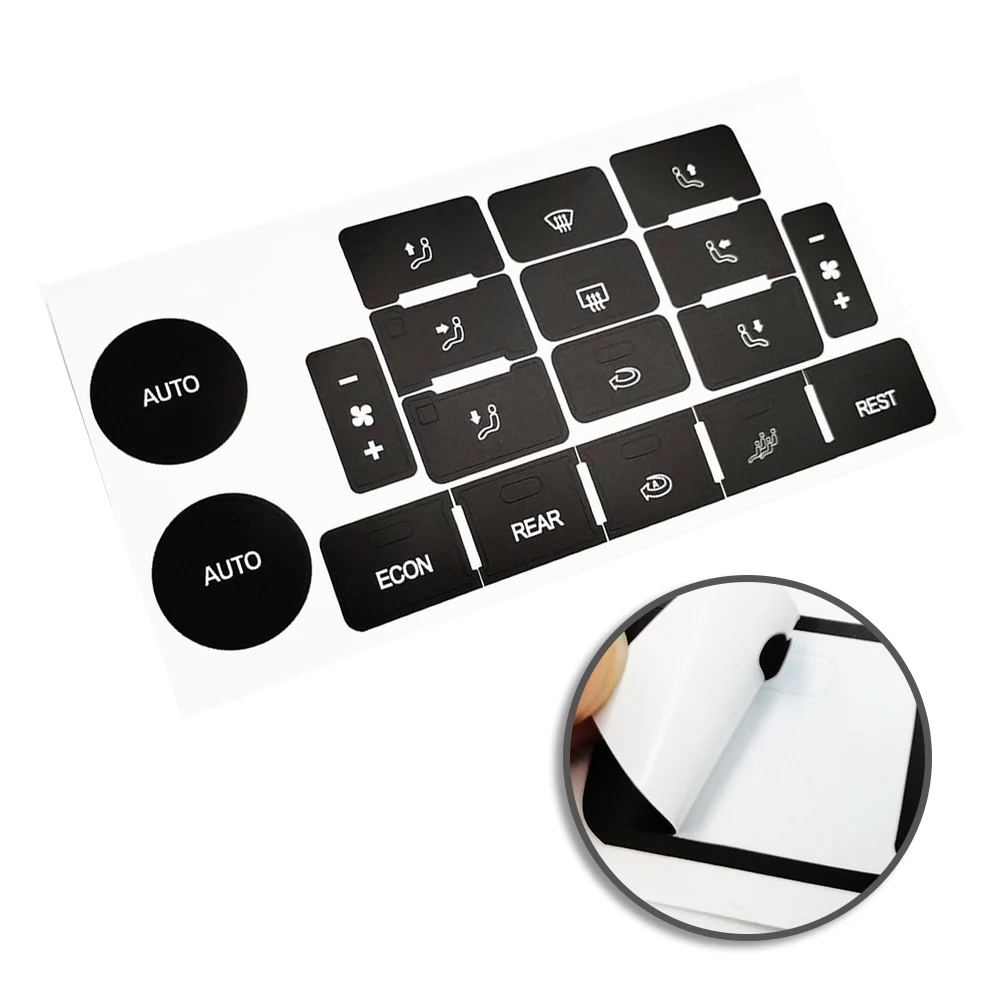 Panel Sticker AC Button Decal Vinyl Material Reduced Light Penetration Edge-to-edge Fit Reflective Lettering Illumination