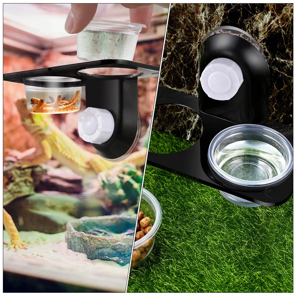 

2pcs Crawling Pet Feeding Tool Reptile Food Bowl With Suction Cup Escape Proof Worm Dish For Lizard Gecko Spider Feeding