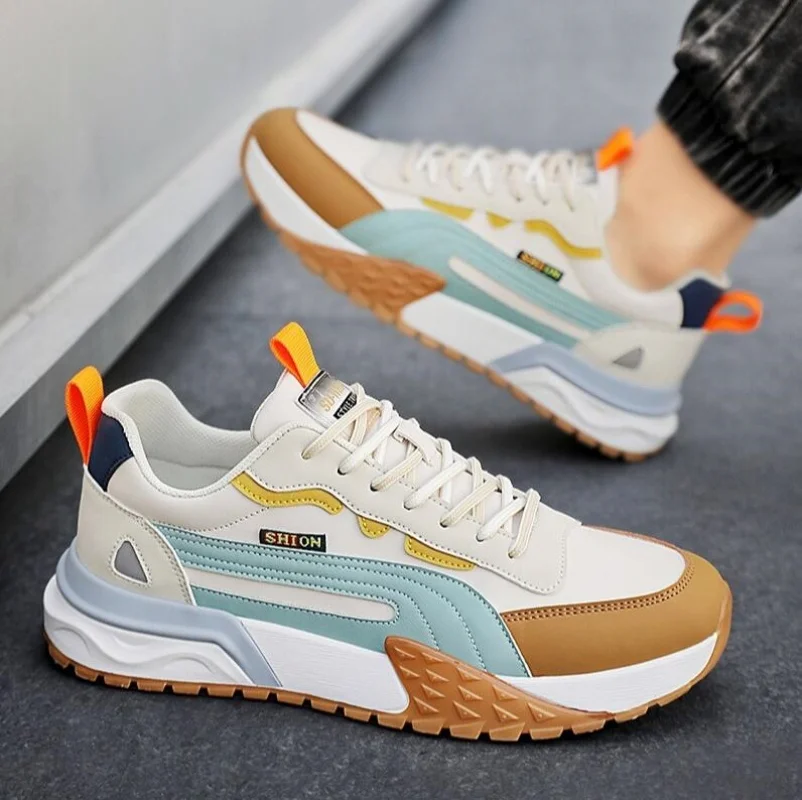 

Mens Casual Sneakers Comfortable Soft Bottom Male Trainers Fashion Classic Non-slip Lace-up Tennis Shoes Sport Shoes Man Leather