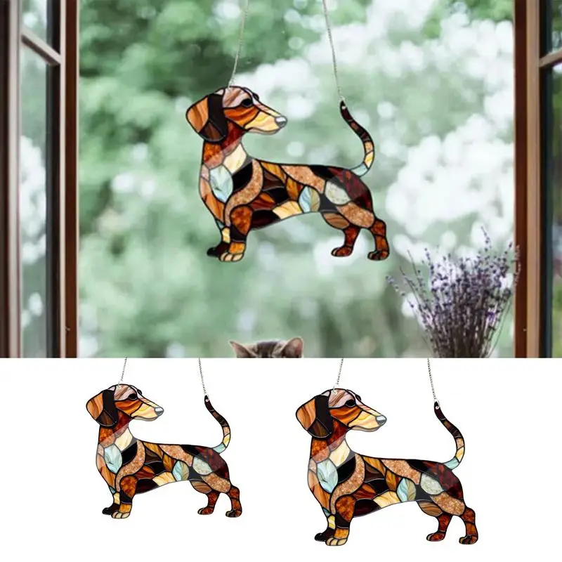 Schattige Hond Raam Hangbare Suncatcher Ornament Acryl Teckel Ornament Voor Huis Tuin Kinderen Kamer Kunst Decoratie