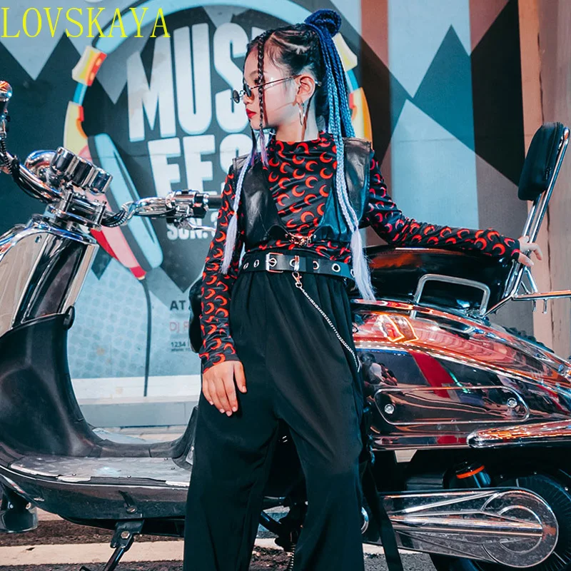 Jazz dance children's clothing new autumn long sleeved trendy clothing girl hip-hop fashion set street dance tabletop