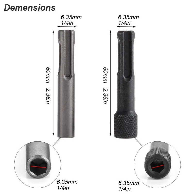 SDS Plus to 1/4 Inch Hex Shank Magnetic Adapter product image 3