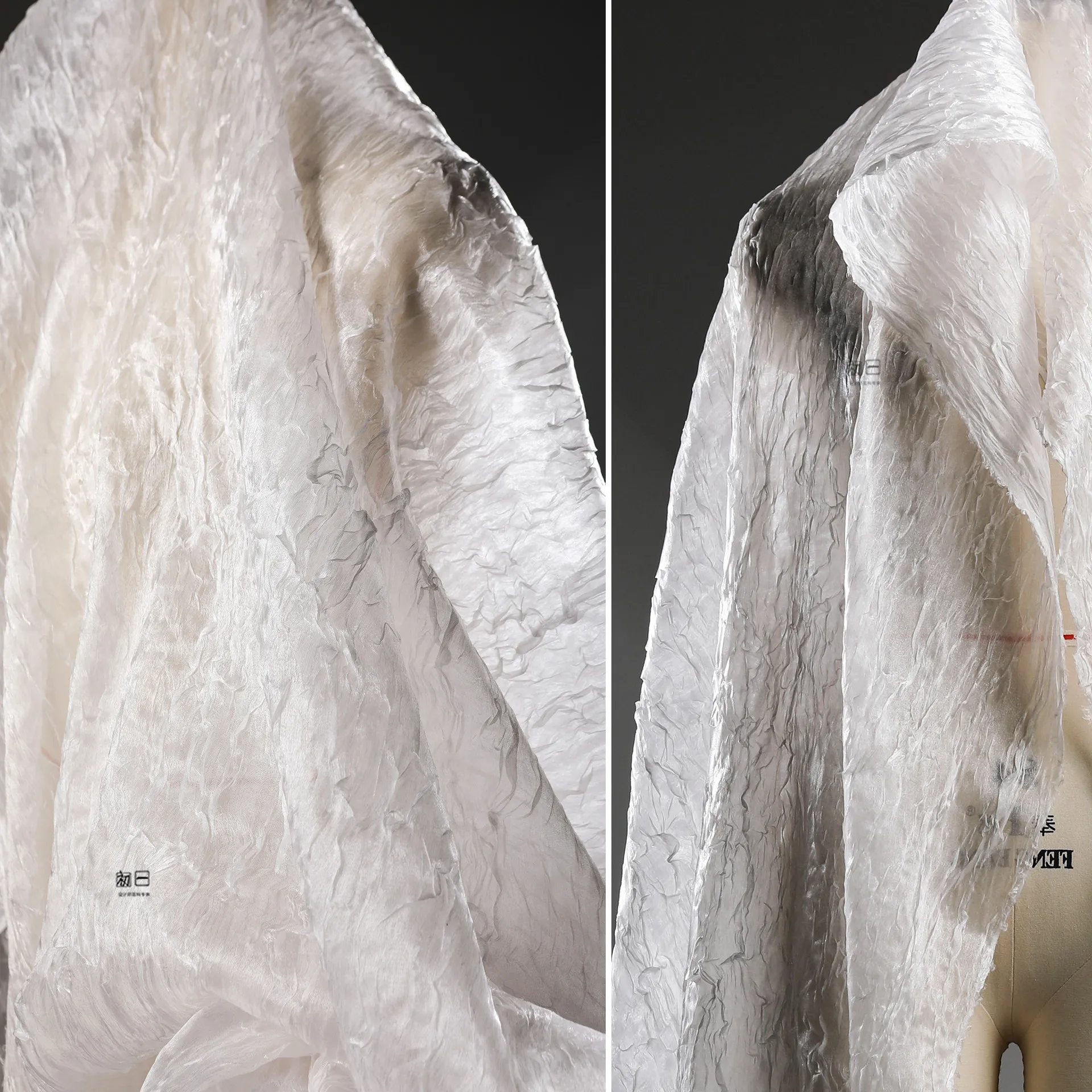 White Water Ripple Pleated Gauze Irregular Creative Reflection Texture Skirt Bag Clothing Designer Fabric
