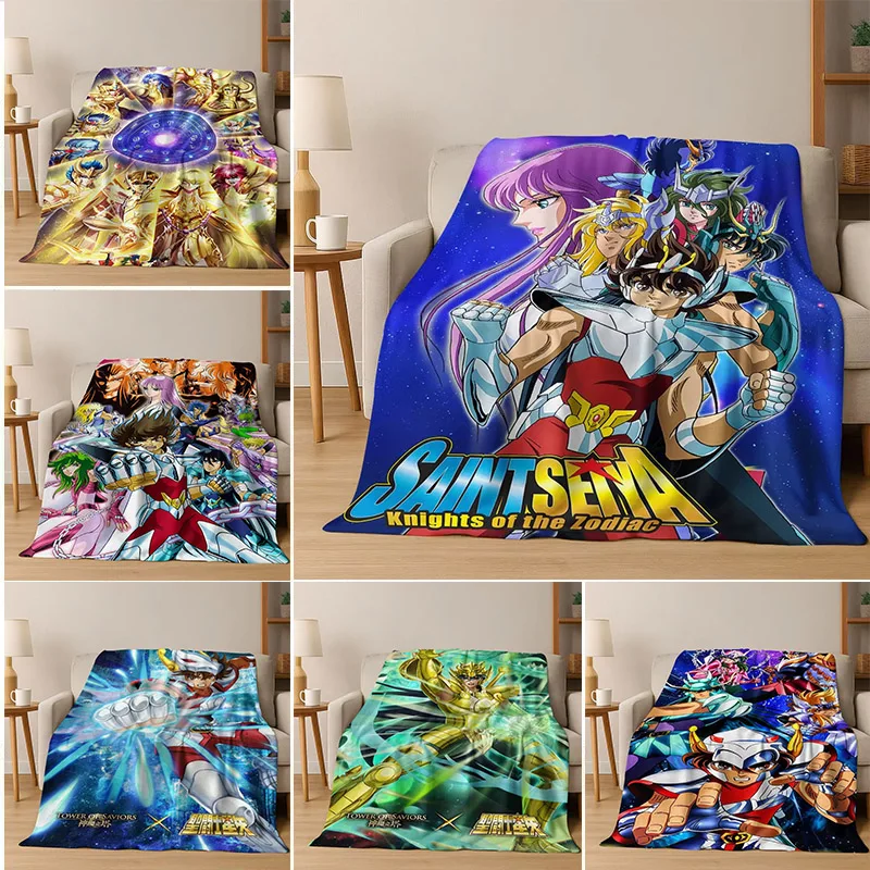 3D Cartoon S-Saint S-Seiya Gold Saint Flannel Blanket Soft Throw Art For Wall Home Decor Bedroom Sofa Naps Picnic Gift Present