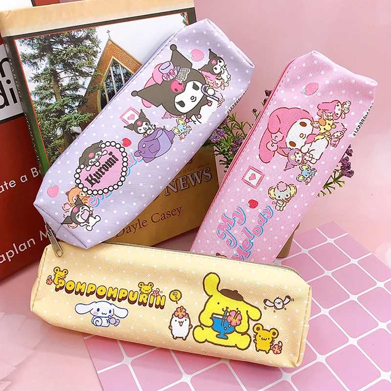 Kawaii Cinnamoroll Kuromi My Melody Sanrio tempat pensil pena tas penyimpanan kosmetik lucu perlengkapan siswa hadiah alat tulis