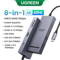 UGREEN USB HUB 8-in-1 Type-C to 4K60Hz HDMI USB-A&C 3.2 Gen 2 10Gbps PD100W SD/TF for MacBook Pro/Air iPad Pro XPS Thinkpad Dock