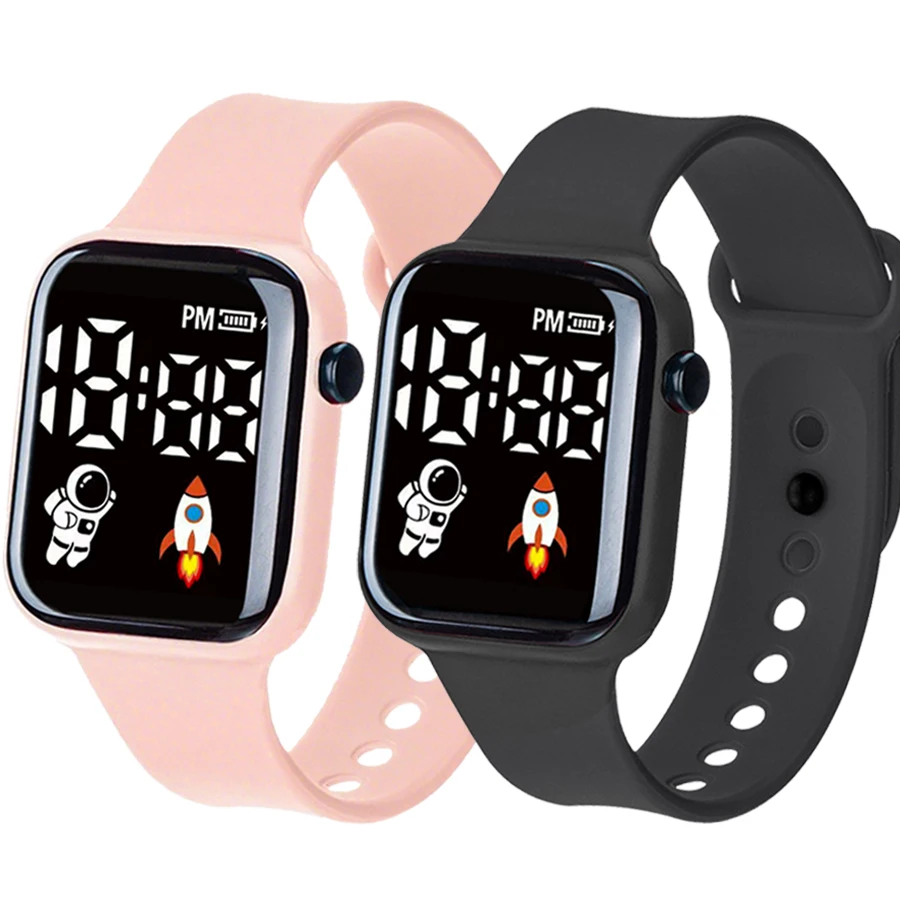 Sports Kids Watch Silicone Strap Cartoon LED Digital Watches for Children Boys Girls Gifts Spaceman  Early Education Wristwatch