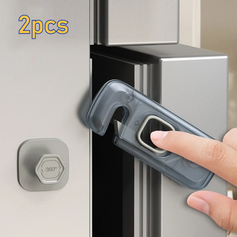 2pcs New Home Refrigerator Lock Multi-Function Drawer Locks Security Anti-Pinch Hand Cabinet Door Buckle