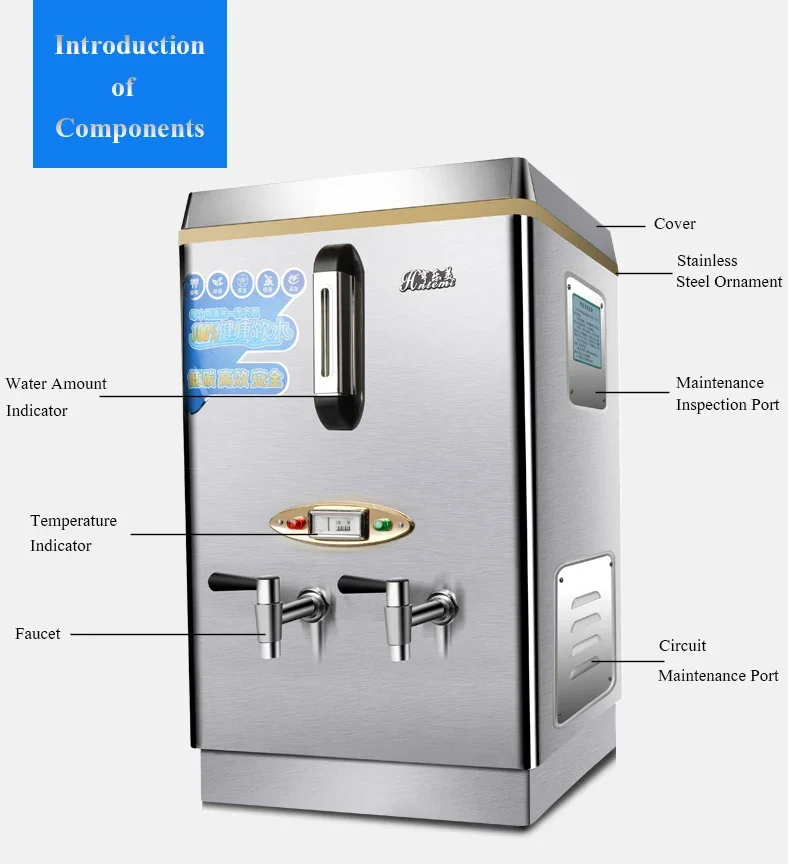 Электрический водонагреватель, автоматический водонагреватель, коммерческий водонагреватель для офиса/школы/дорожной станции/магазина напитков, водонагреватель 60 л