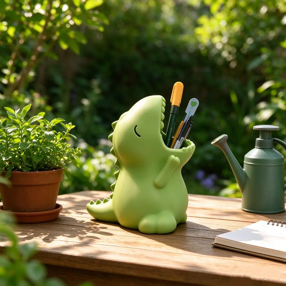 3D Printed T-Rex Pencil Holder Frog Animal Large Capacity Dinosaur Desk Organizer Stationery Storage PLA Material
