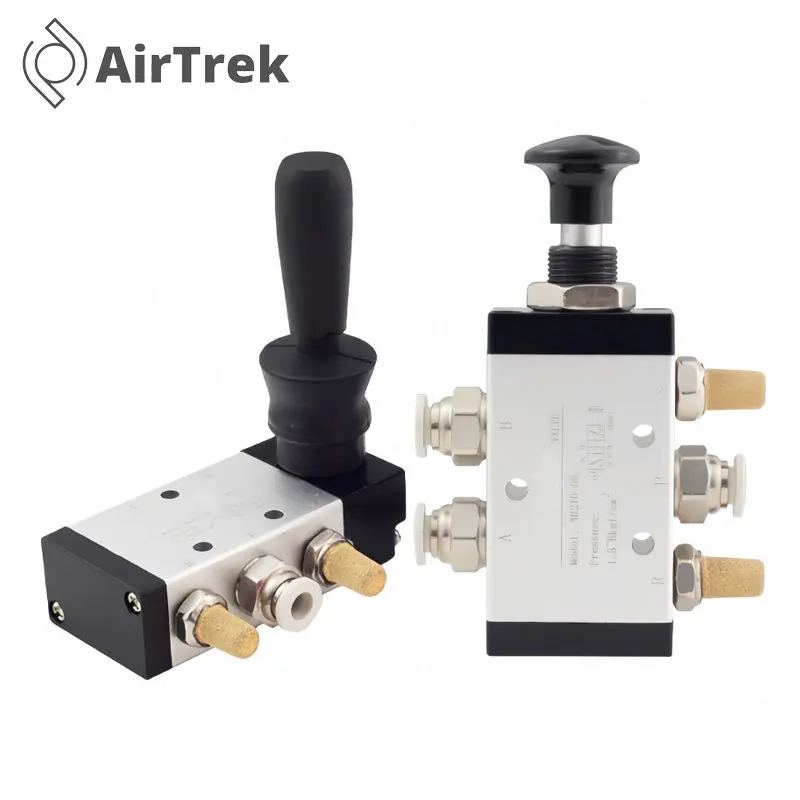 4R210-08 Pneumatic Manual Pull Valve + 4H210-08 Directional Valve - Include PC Connector & Half-Barrel BSL Muffler