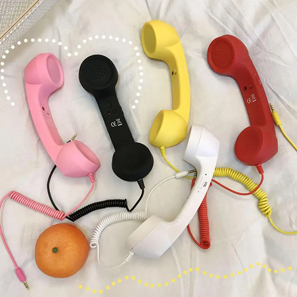 Mobile Phone Handset Retro 3.5MM Telephone Receiver Cellphone Tube Handset with Adjustable Volume And Microphone for Smartphone