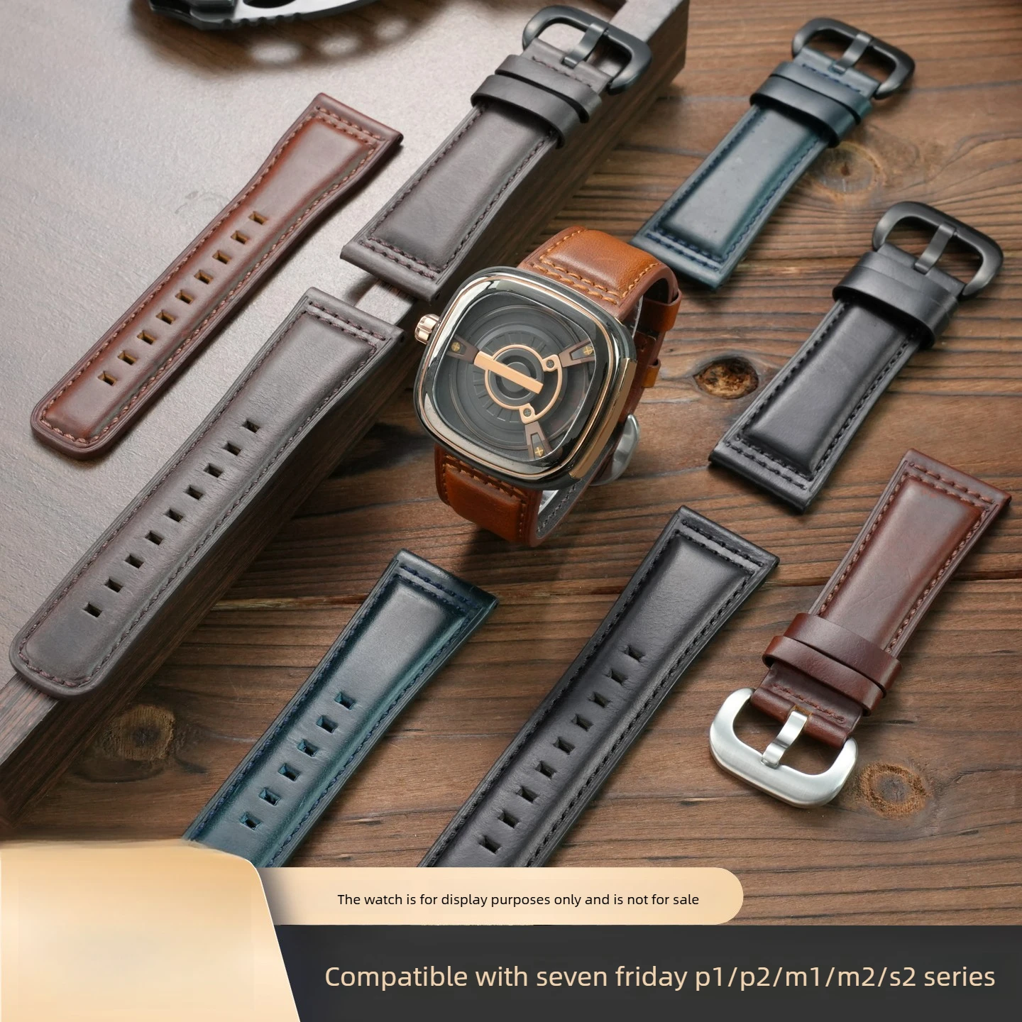 26Mm 28mm Vintage Cowhide Strap for Seven Fridays P2 M2 Q201 Leather Wristband Men