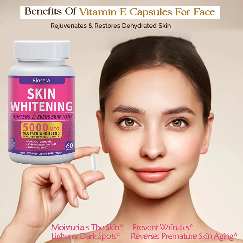 

L-Gluathione Whitening Pills Skin Whitening Capsule 5000mcg Glutathione Skin Lightening Supplement - Dark Spots, Melasma Remover