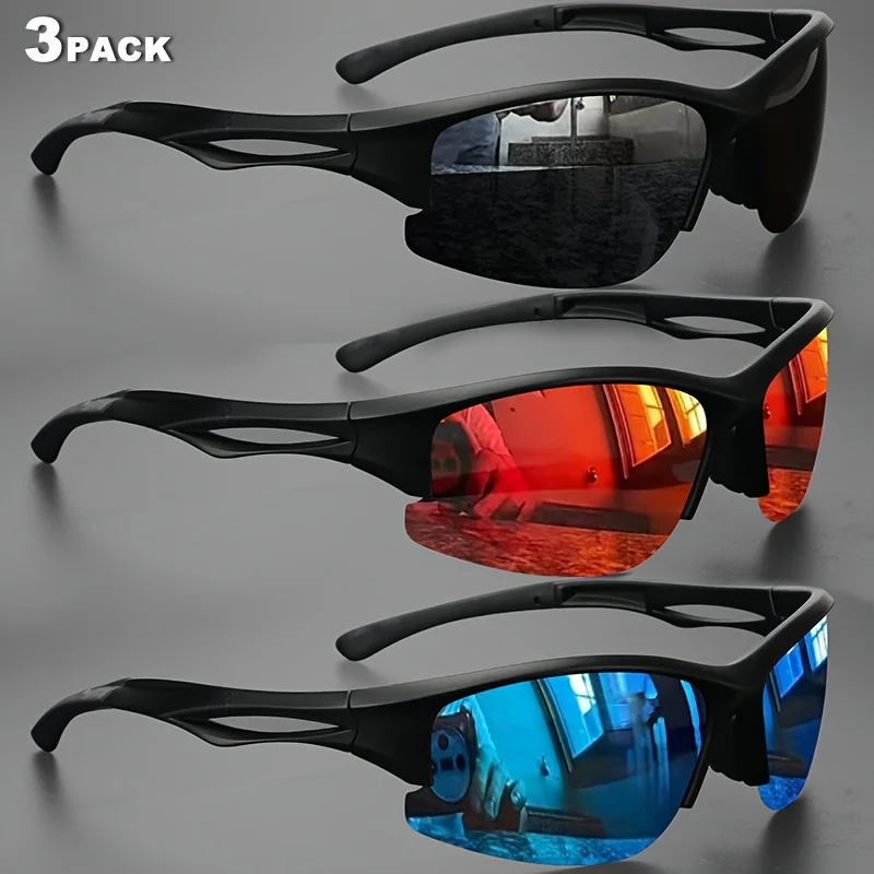 

1PCS/3PCS polarized sports sunglasses half-frame men's and women's outdoor sturdy frame, suitable for running, fishing
