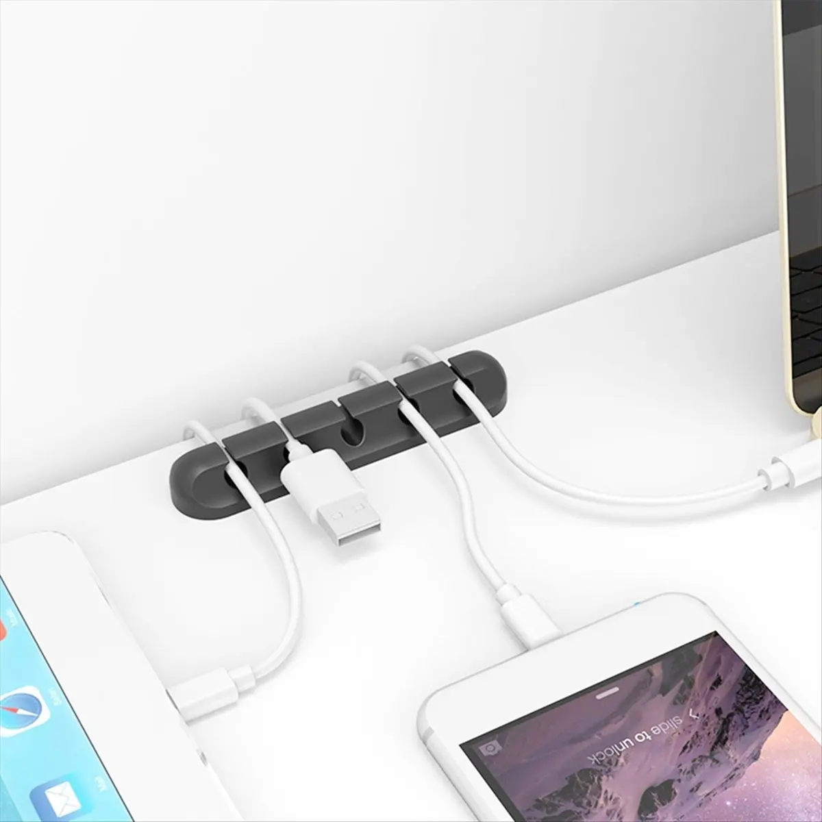 Super Sale 5 Holes Self-Adhesive Power Cord Manager Fixed Chuck Plug Mouse Cable Headset Winder Mobile Phone Data Cable Card Whi