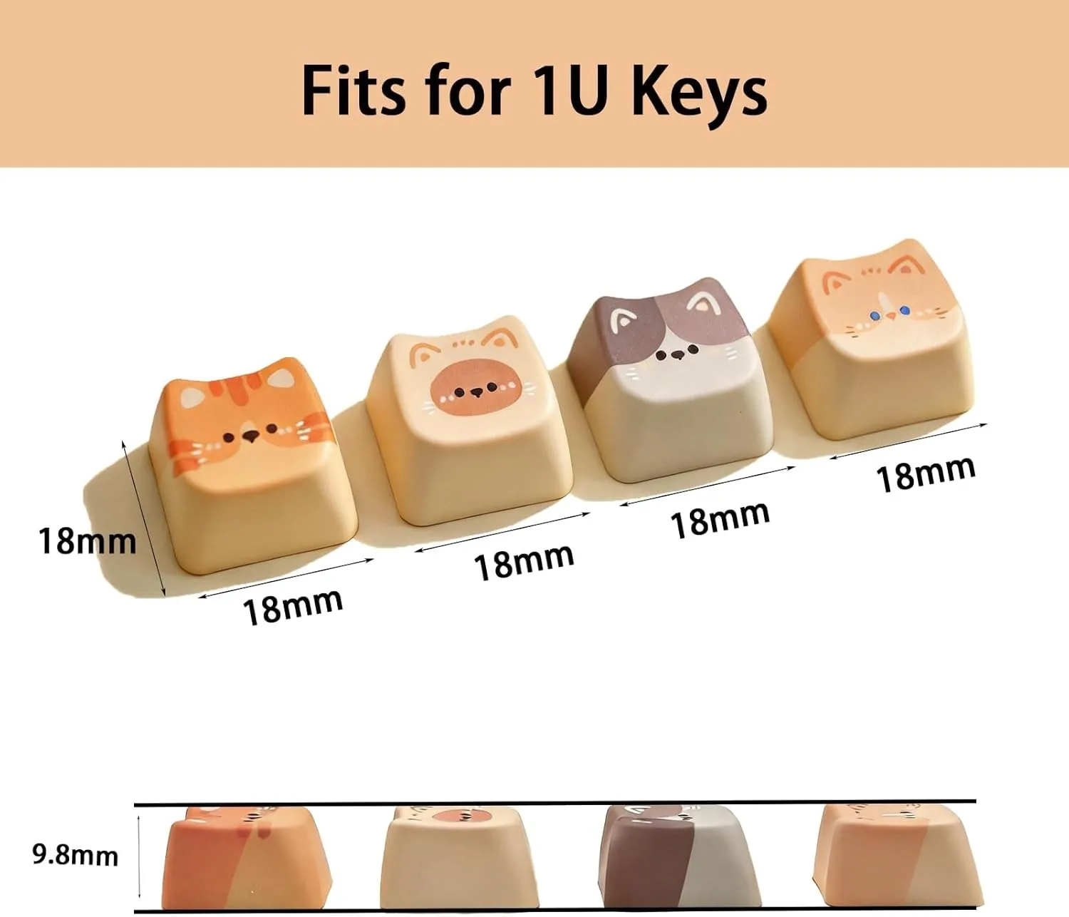 Keycaps   4 Keys Cute Cat Custom Cover Caps for MX Mechanical Keyboard   Resin Handmade 1U Replacement for Esc Del Arrow Key