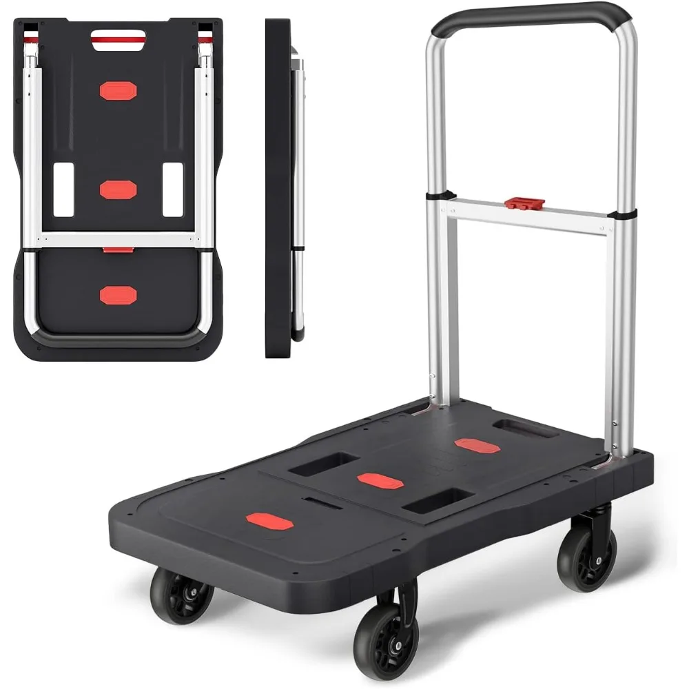 

Platform Hand Truck Portable Trolly - Fully Folded Compact Push Cart, 330lbs Capacity Heavy Duty Dolly Practical Handling Tools